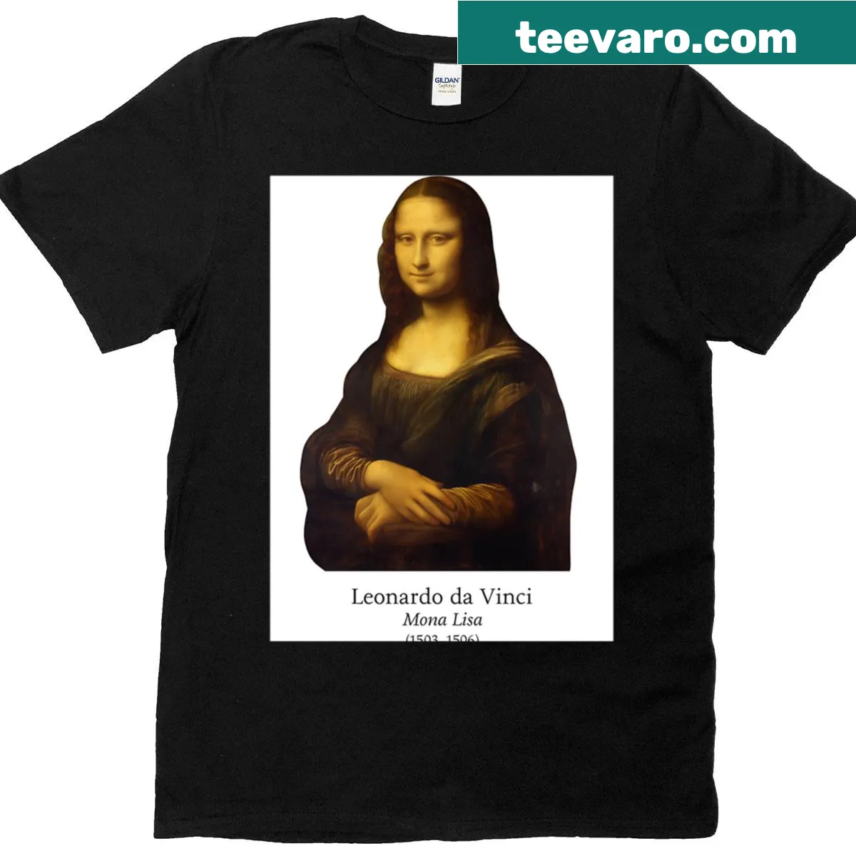 Mona Lisa t-shirt featuring a stylized graphic of the famous painting — on a men's t-shirt