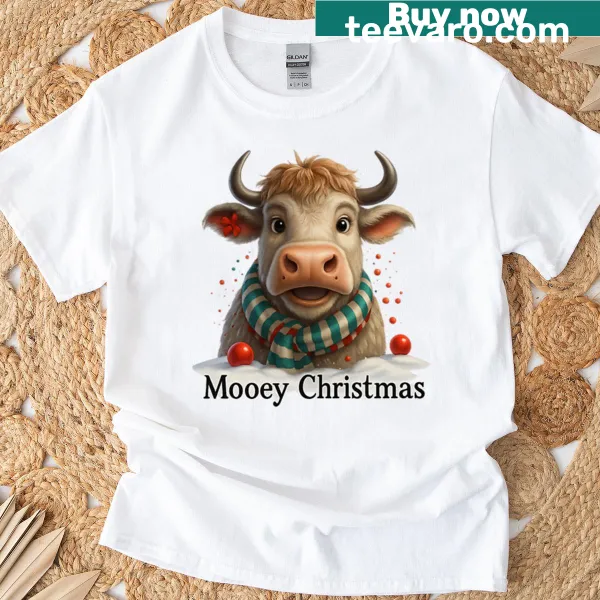Cute cow graphic for Christmas on a T-shirt