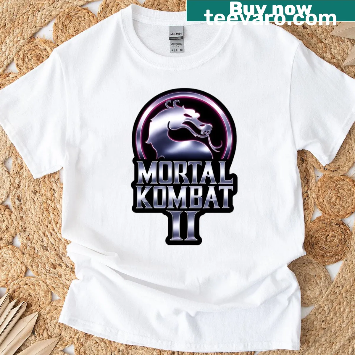 Retro Mortal Kombat II logo T-shirt for gaming fans — on a men's t-shirt