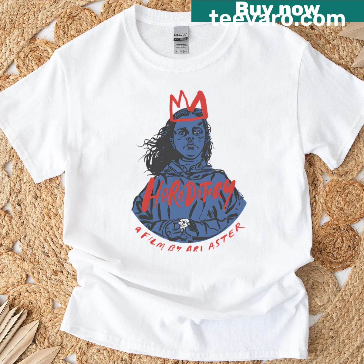 Vintage-style 90s logo horror T-shirt with dark imagery and playful text — on a men's t-shirt