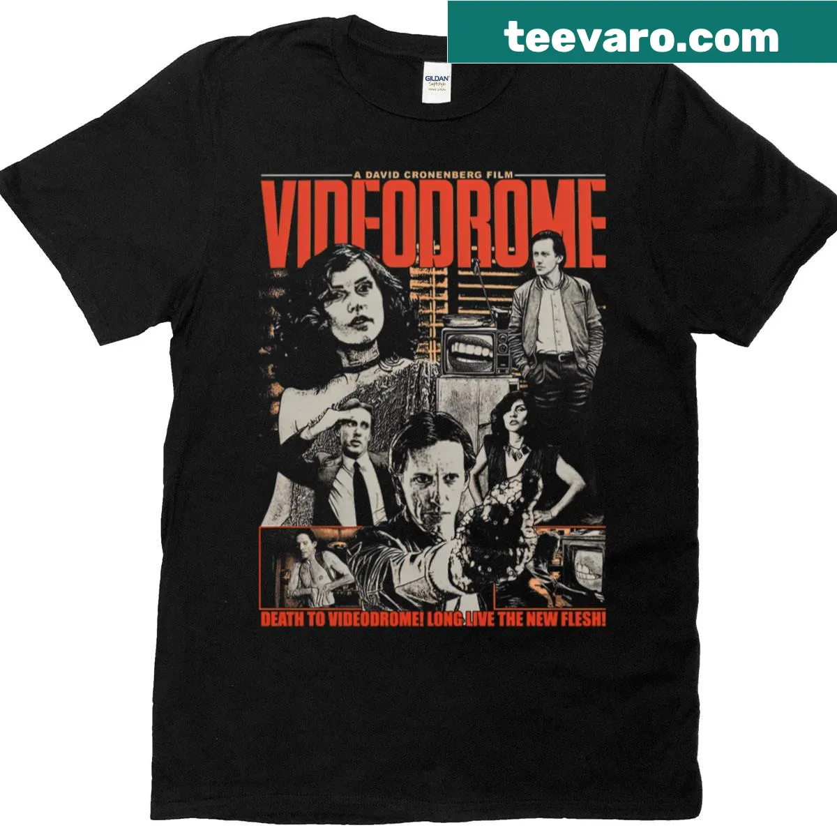 Vintage Halloween T-shirt showcasing scary horror movie themes — on a men's t-shirt