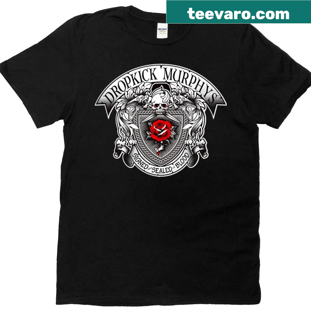 Murphys silver logo t-shirt with bold emblem across the chest — on a men's t-shirt