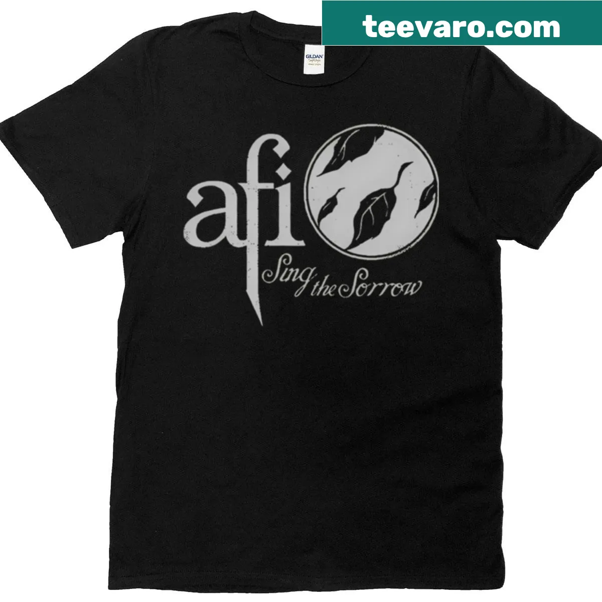 Vintage black punk rock T-shirt with 90s band graphic — on a men's t-shirt
