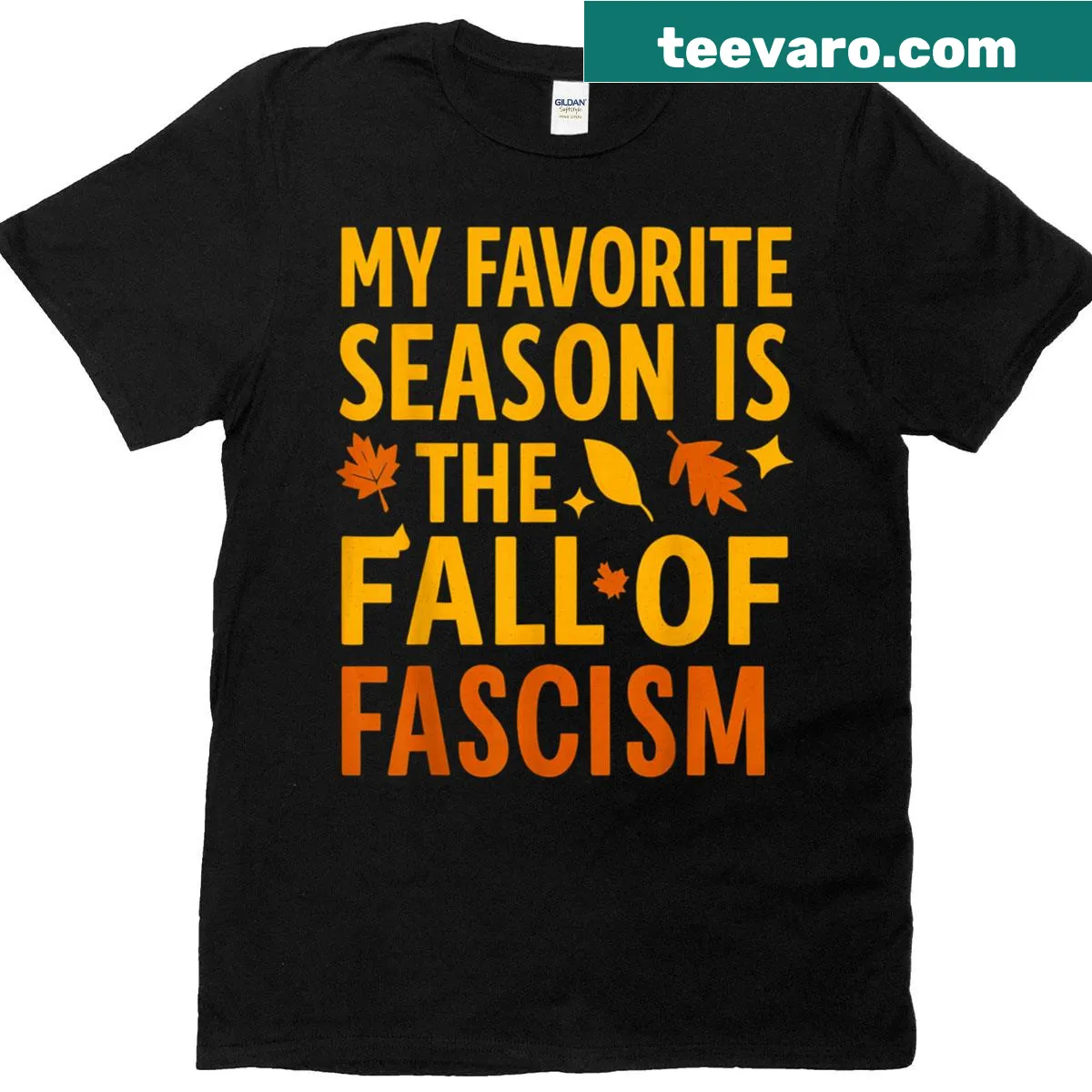 Halloween-themed t-shirt with a humorous political slogan about resistance. — on a men's t-shirt