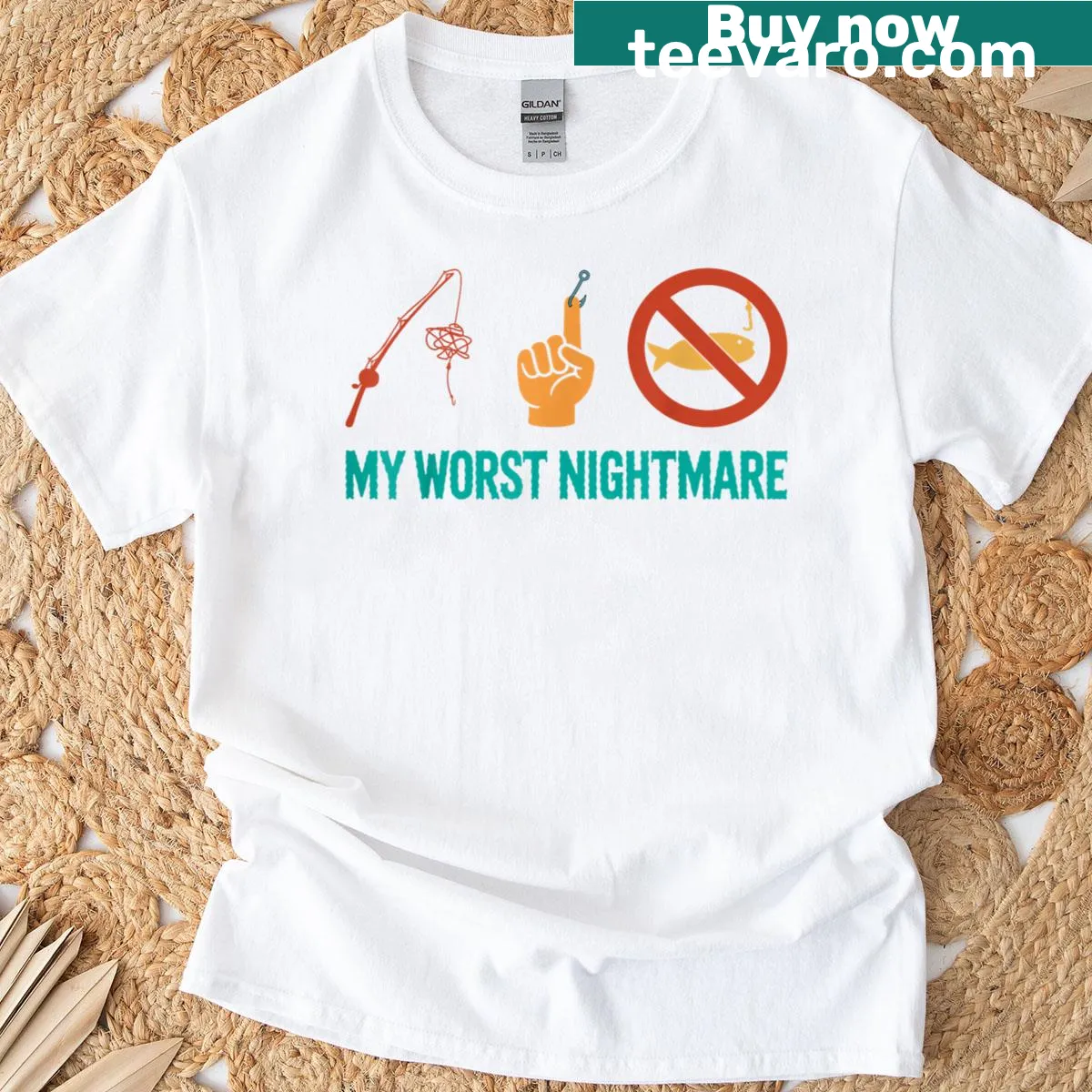 Funny T-shirt with the phrase "My Worst Nightmare" and fish graphic — on a men's t-shirt
