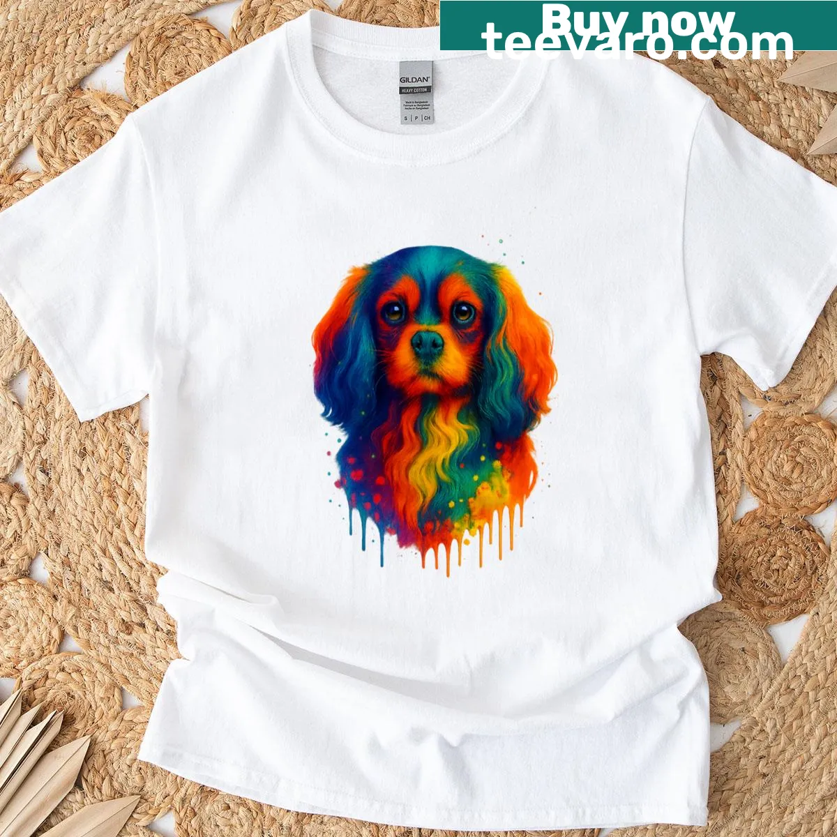 Adorable Cavalier King Charles Spaniel portrait T-shirt for dog lovers — on a men's t-shirt