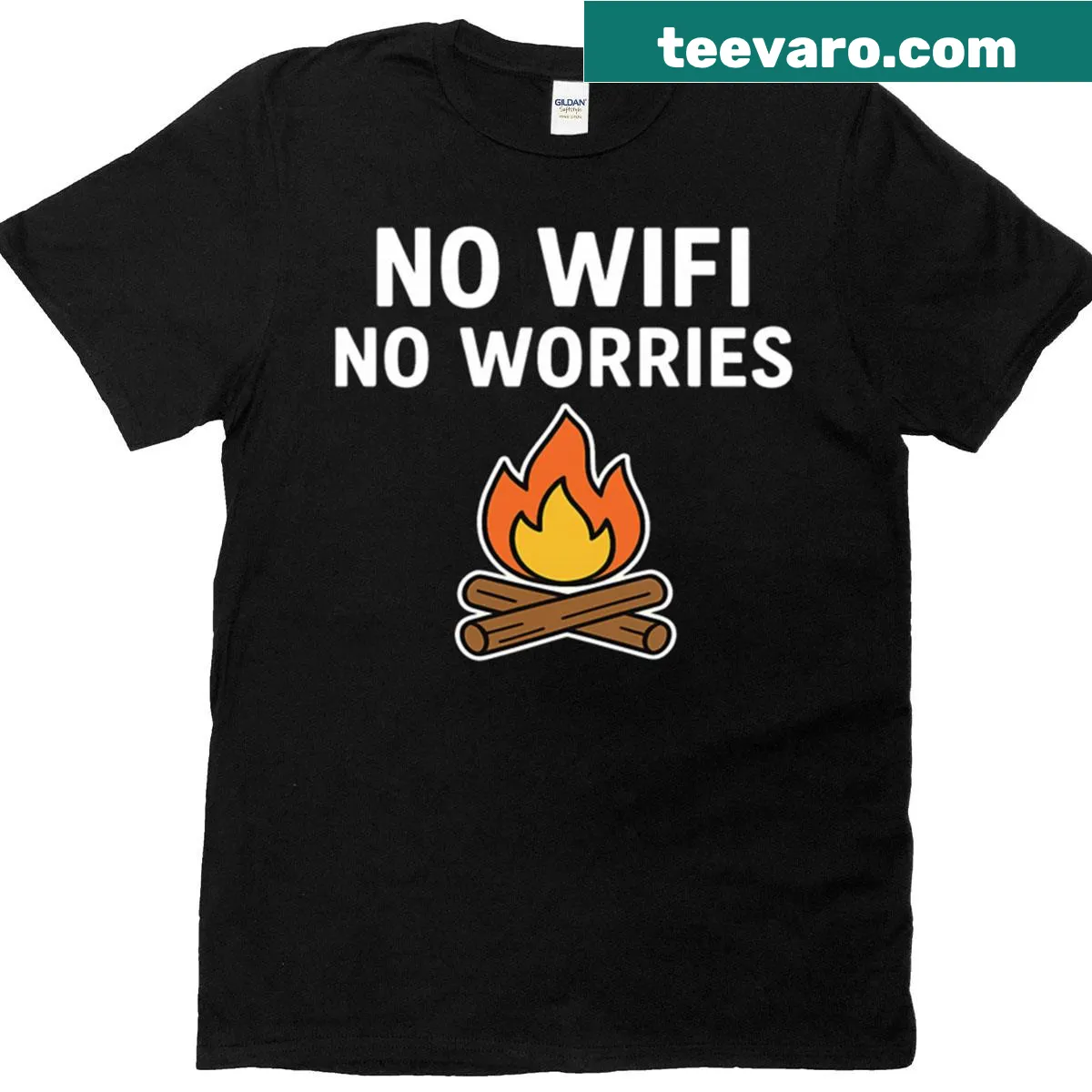 Minimalist t-shirt with 'No Wifi No Worries' text — on a men's t-shirt
