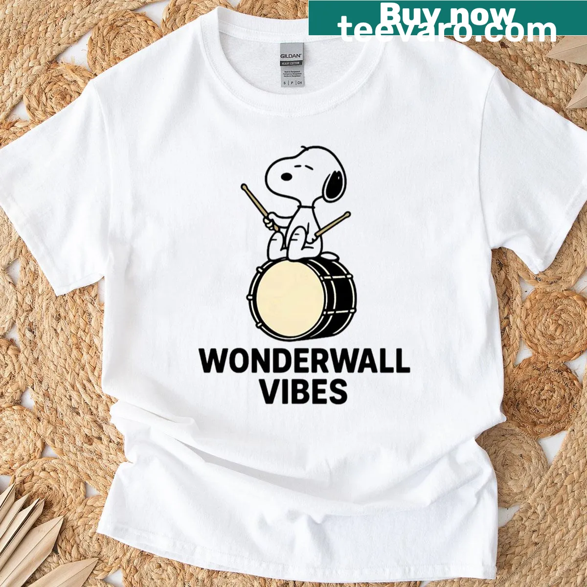 Cute Snoopy design t-shirt from Peanuts comic — on a men's t-shirt