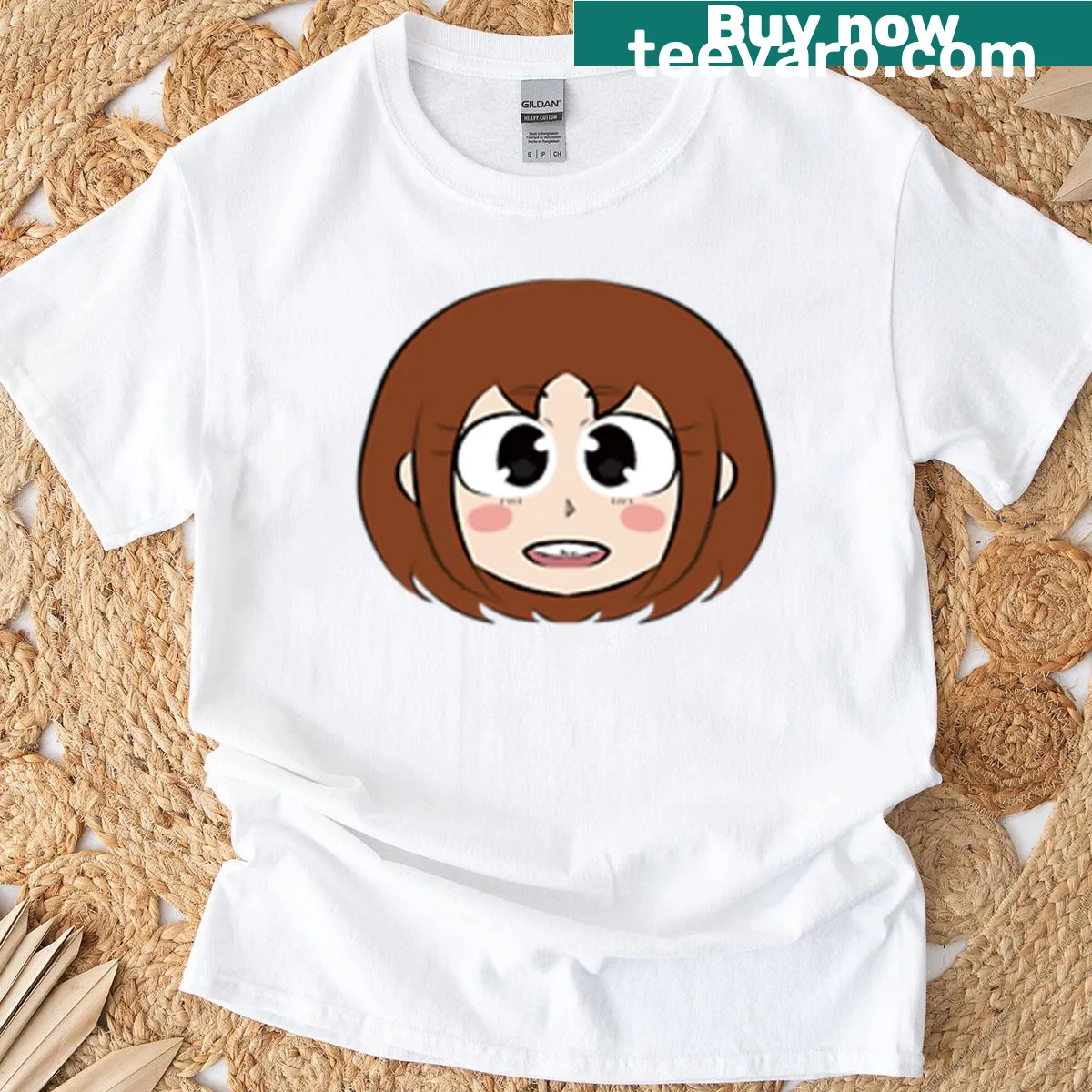 Ochaco Uraraka character T-shirt for anime fans — on a men's t-shirt