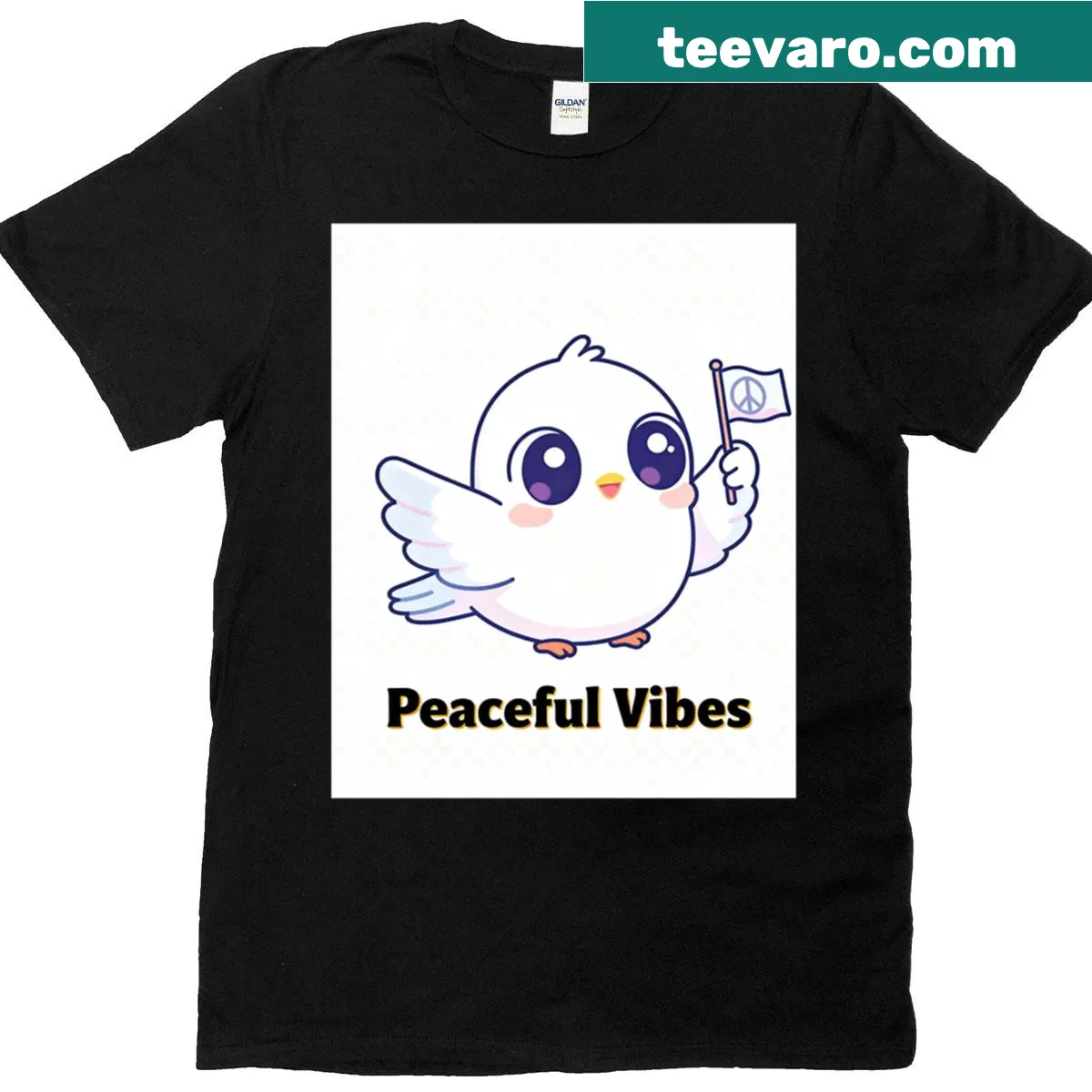Cute bird illustration t-shirt radiating peaceful vibes — on a men's t-shirt