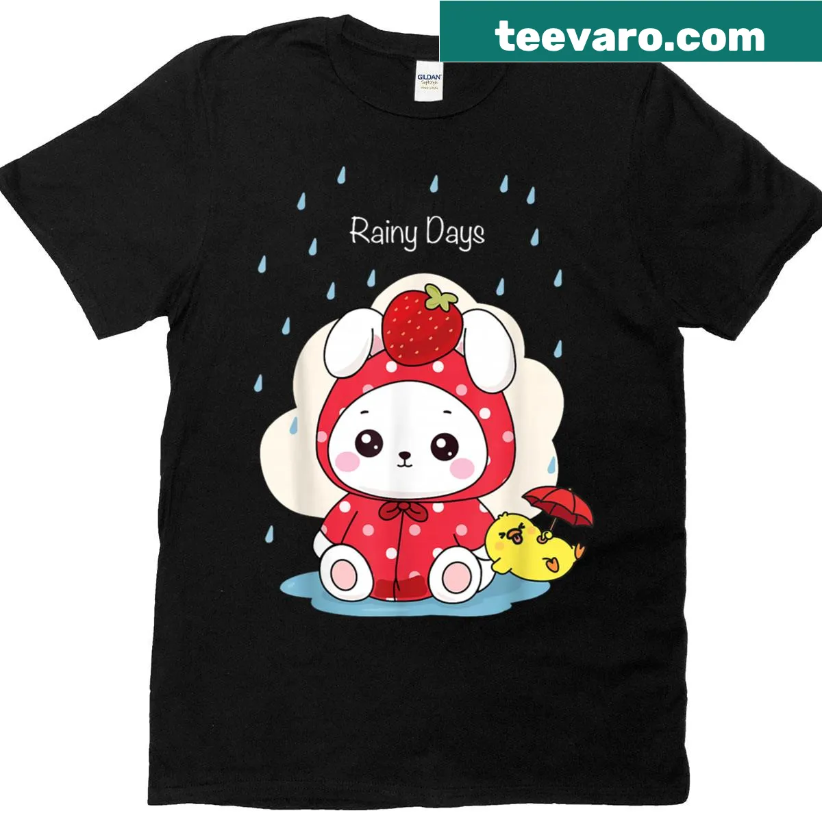 T-shirt with a comforting message about rainy days — on a men's t-shirt