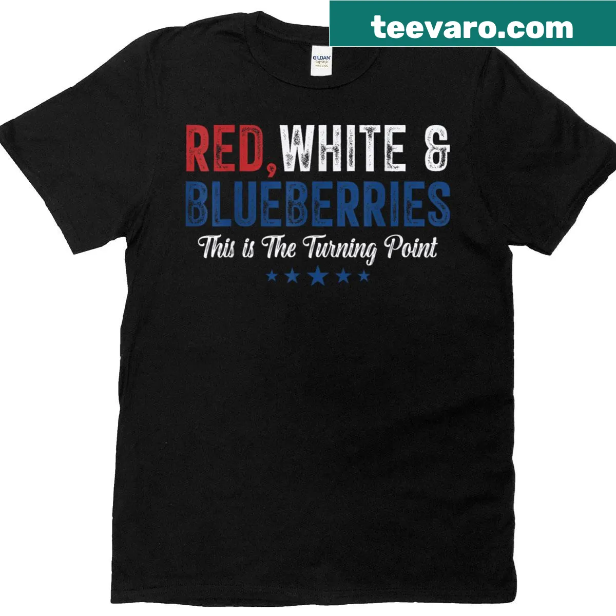 Patriotic T-shirt with 'Red White And Blueberries' pun — on a men's t-shirt