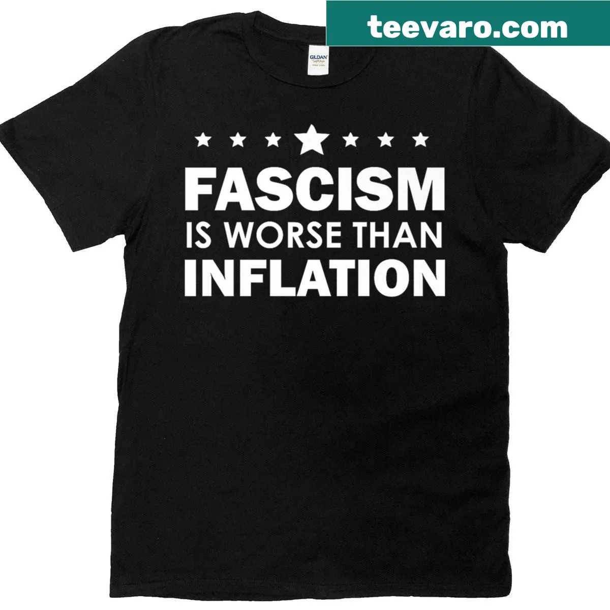 Anti-fascism statement t-shirt with bold text — on a men's t-shirt