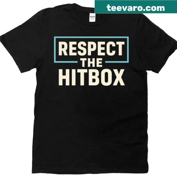 Playful typography t-shirt with the phrase 'Respect The Hitbox' for gamers.
