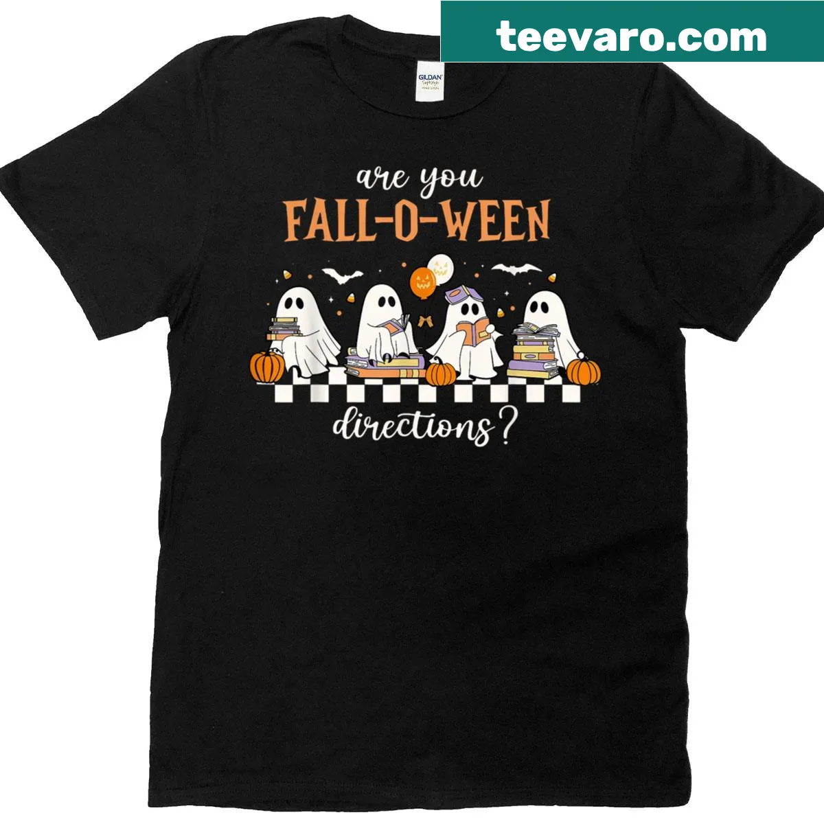 Retro Halloween teacher t-shirt featuring a playful ghost graphic and humorous text — on a men's t-shirt