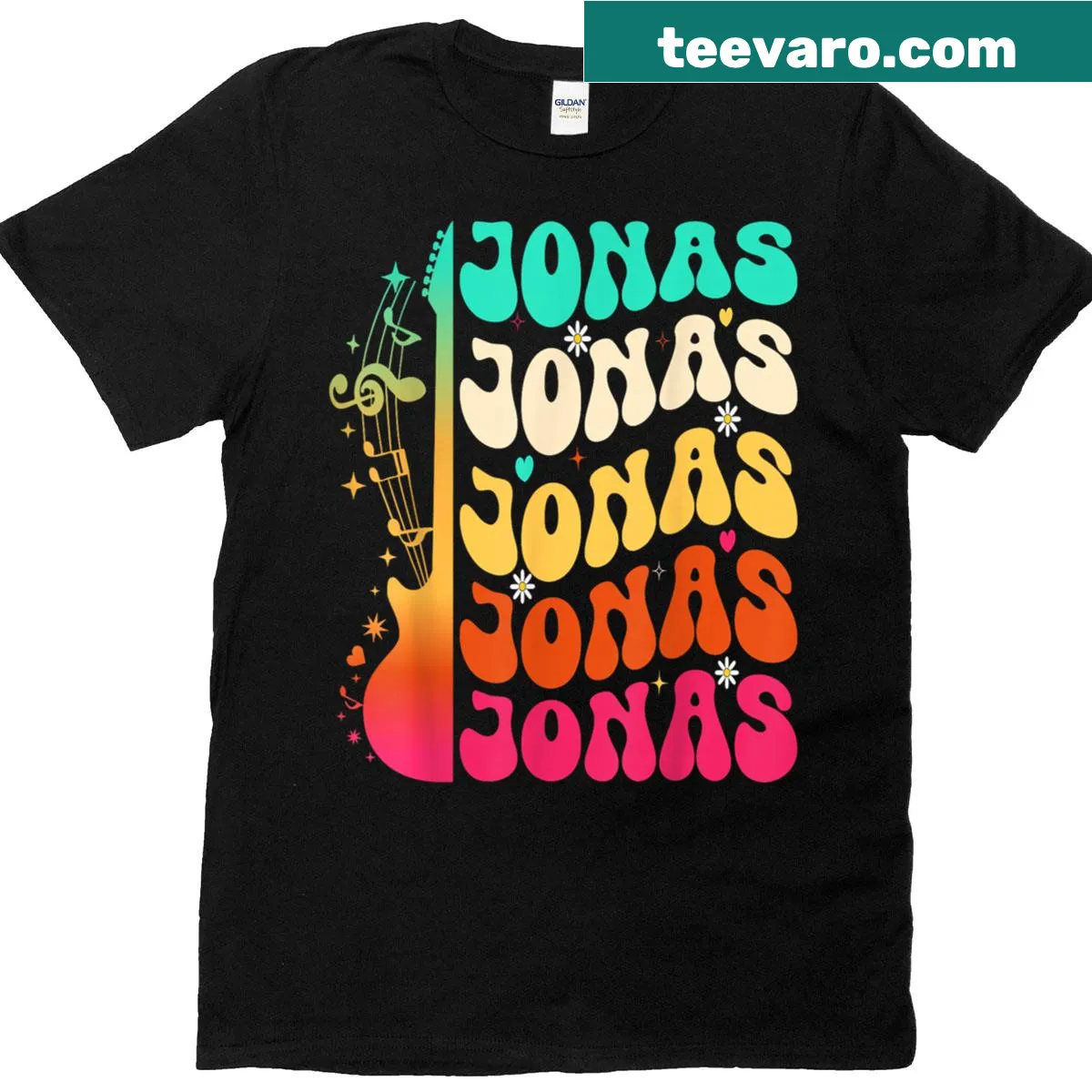 Retro t-shirt featuring the phrase 'I Love Jonas' in playful design — on a men's t-shirt