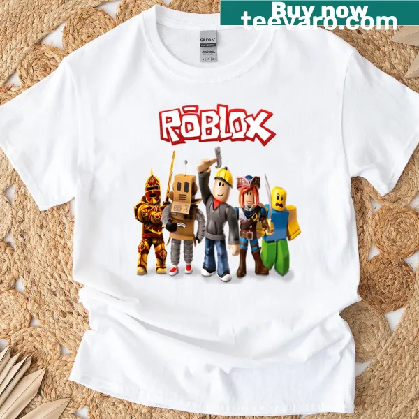 Roblox logo t-shirt with characters from the game