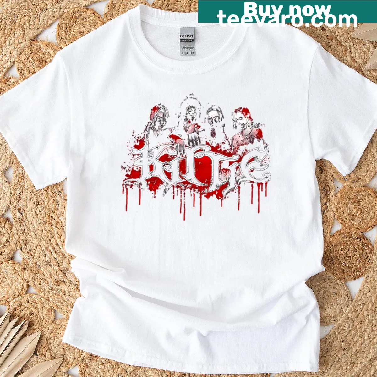 Dark T-shirt with fierce female metal artwork — on a men's t-shirt