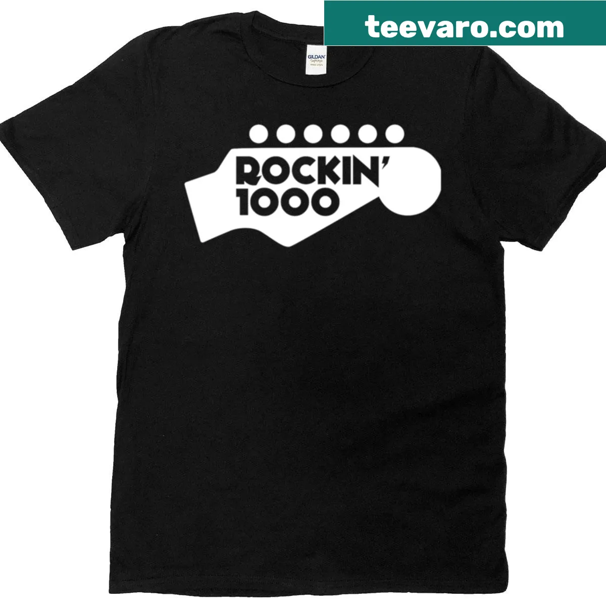 Rockin1000 logo design t-shirt — on a men's t-shirt