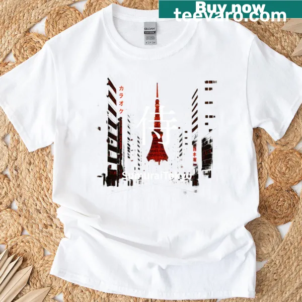 Tokyo-themed t-shirt with samurai logo and kanji