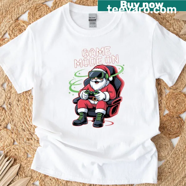 Santa Claus with 'Game Mode On' typography