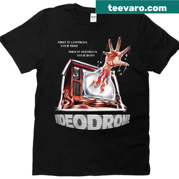 Vintage horror movie t-shirt featuring spooky graphics for Halloween