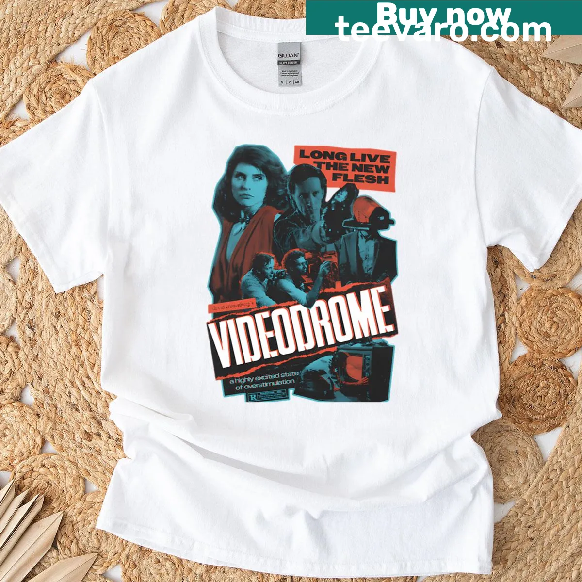 Vintage horror-themed t-shirt with spooky graphic design — on a men's t-shirt