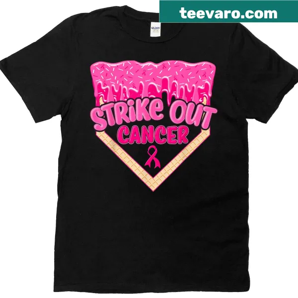 Breast cancer awareness T-shirt with baseball and ice cream graphic