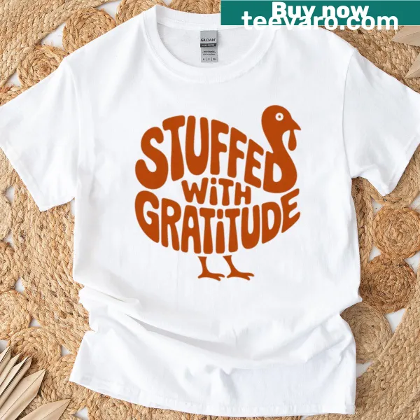 Minimalist turkey graphic with 'Stuffed With Gratitude' text