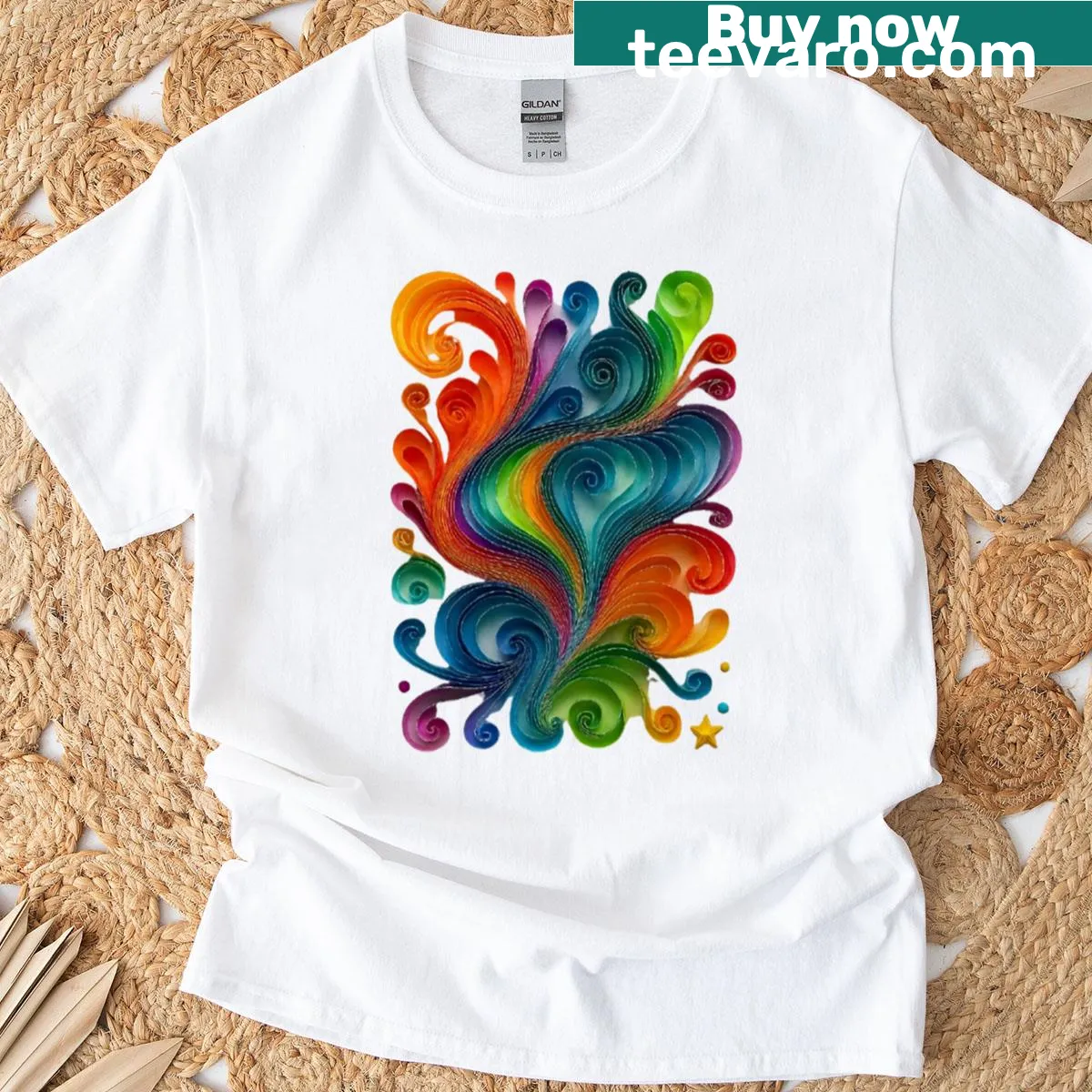 Abstract paper art design graphic T-shirt — on a men's t-shirt