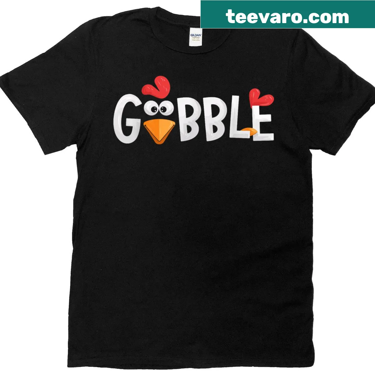 Thanksgiving t-shirt featuring playful 'Gobble' text design — on a men's t-shirt