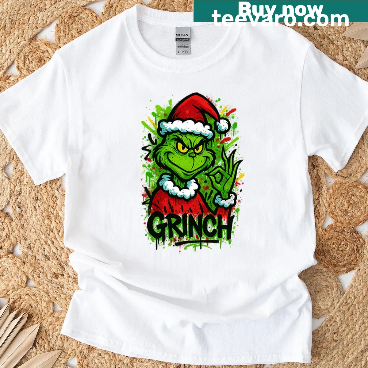 Playful Grinch graphic T-shirt — on a men's t-shirt