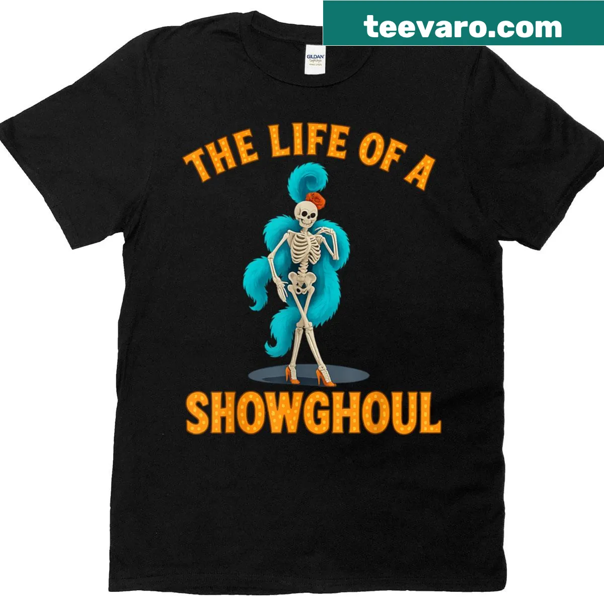 Retro Halloween skeleton design on a funny t-shirt — on a men's t-shirt