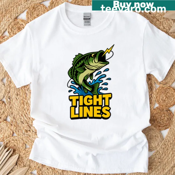 Cartoon bass fishing design on t-shirt