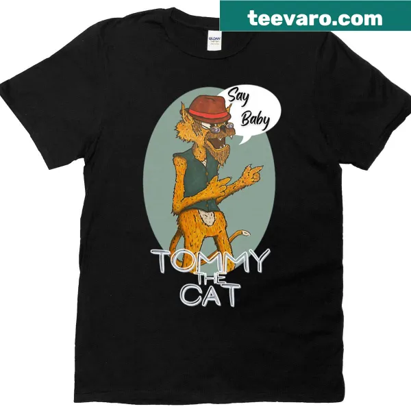 T-shirt featuring a cute illustration of Tommy the Cat