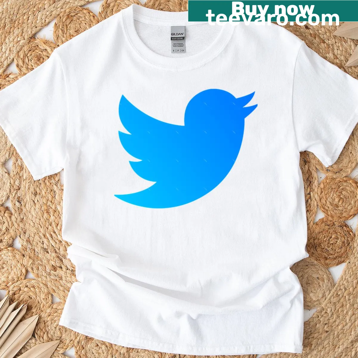 Simple T-shirt featuring the Twitter logo in a minimalist design — on a men's t-shirt
