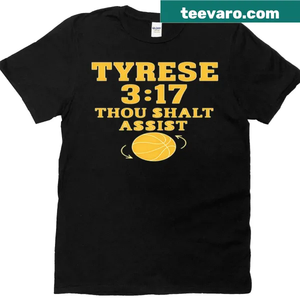 Playful basketball t-shirt with the phrase 'Thou Shalt Assist'