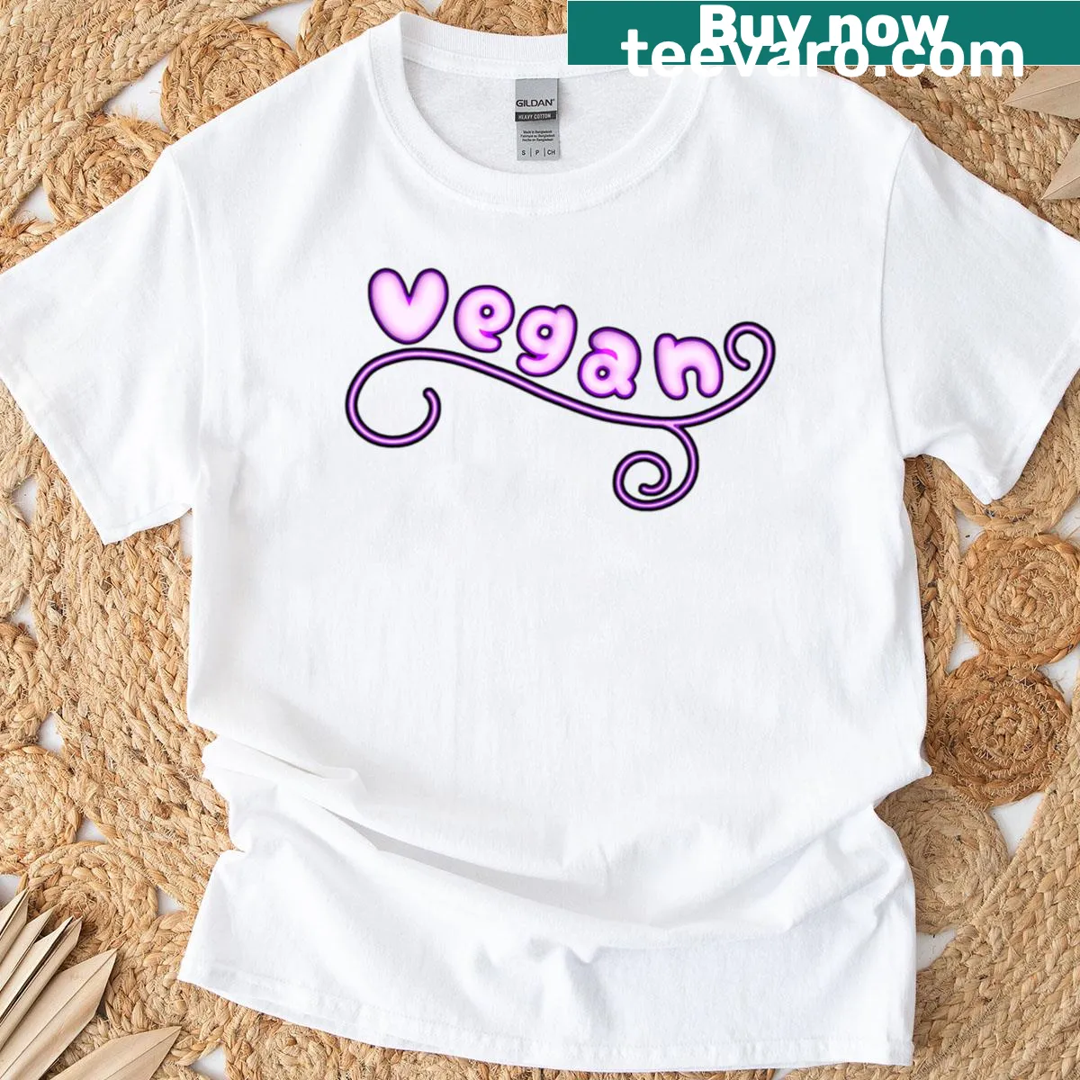 Floral logo design representing veganism on a casual T-shirt. — on a men's t-shirt