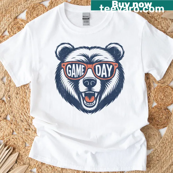 Vintage Game Day Bear t-shirt with cartoon bear in jersey