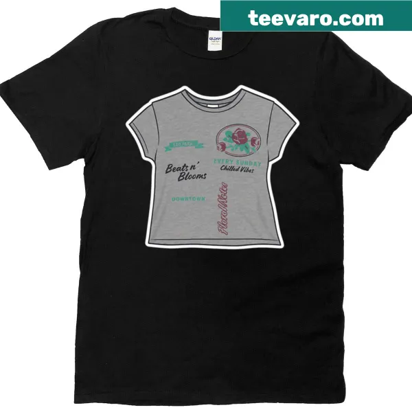 Retro graphic t-shirt featuring playful cartoon stickers