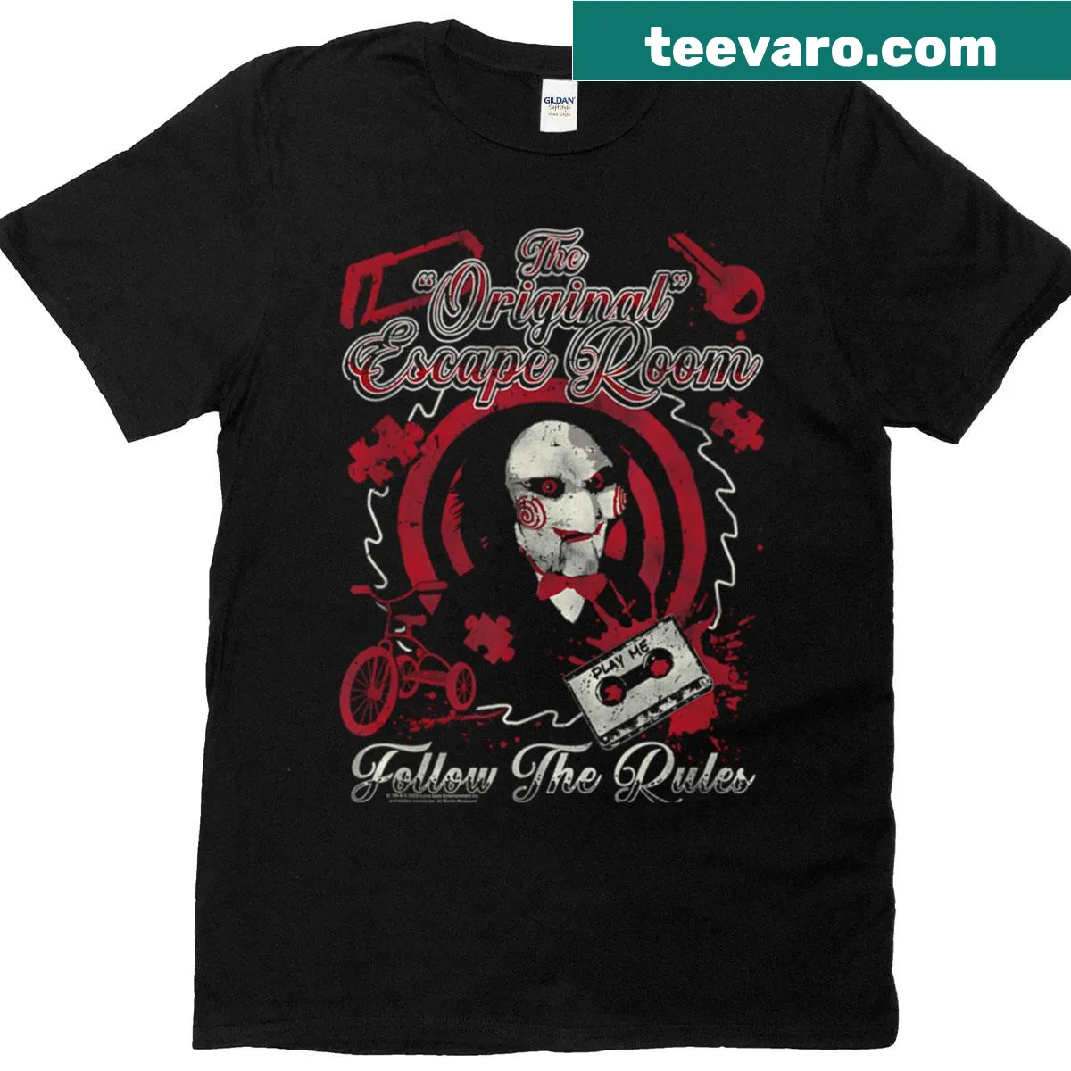 Vintage horror-themed T-shirt with iconic movie character logo — on a men's t-shirt