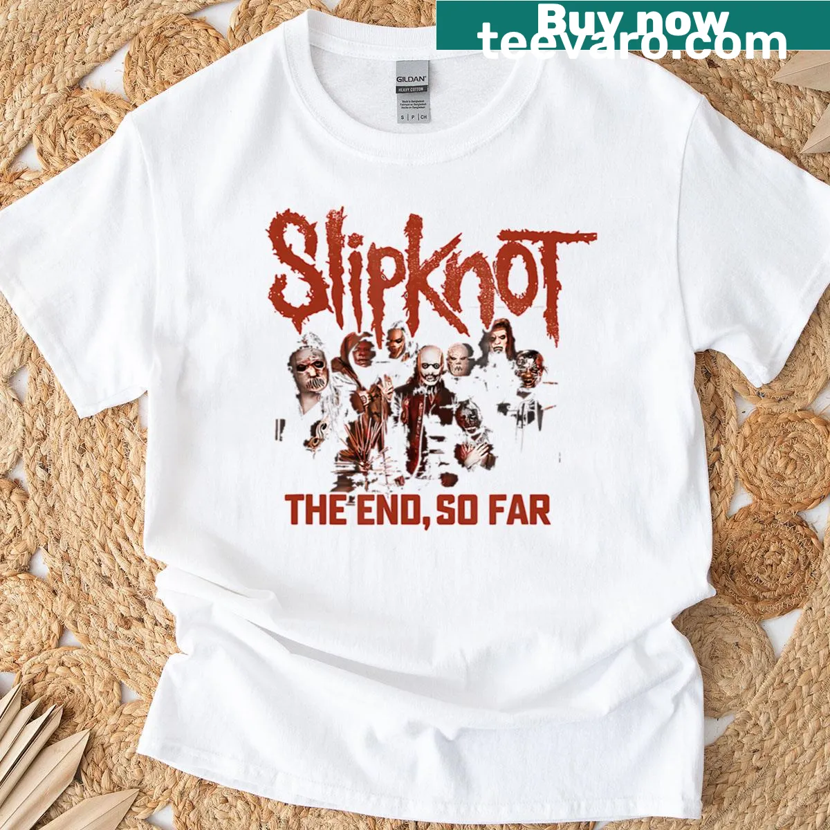 Vintage-style music tour T-shirt featuring metal band logos and album art. — on a men's t-shirt