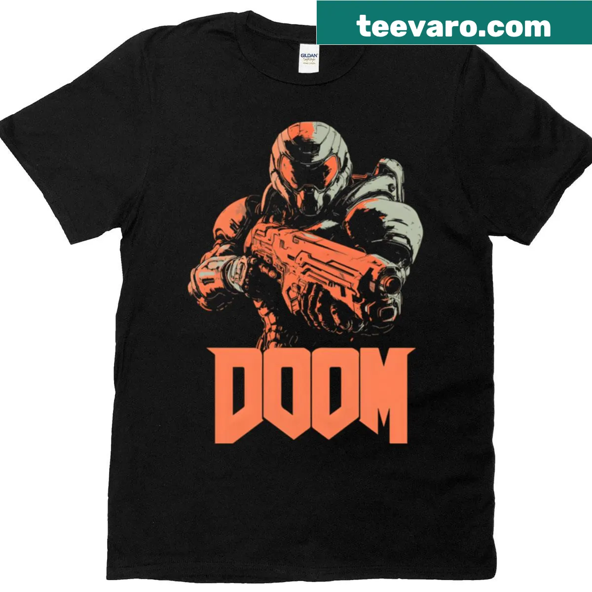 Vintage gaming T-shirt featuring slayer character and funny demon graphics — on a men's t-shirt