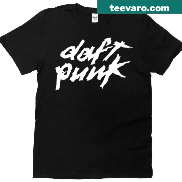 Minimalist tee with a script logo of Daft Punk