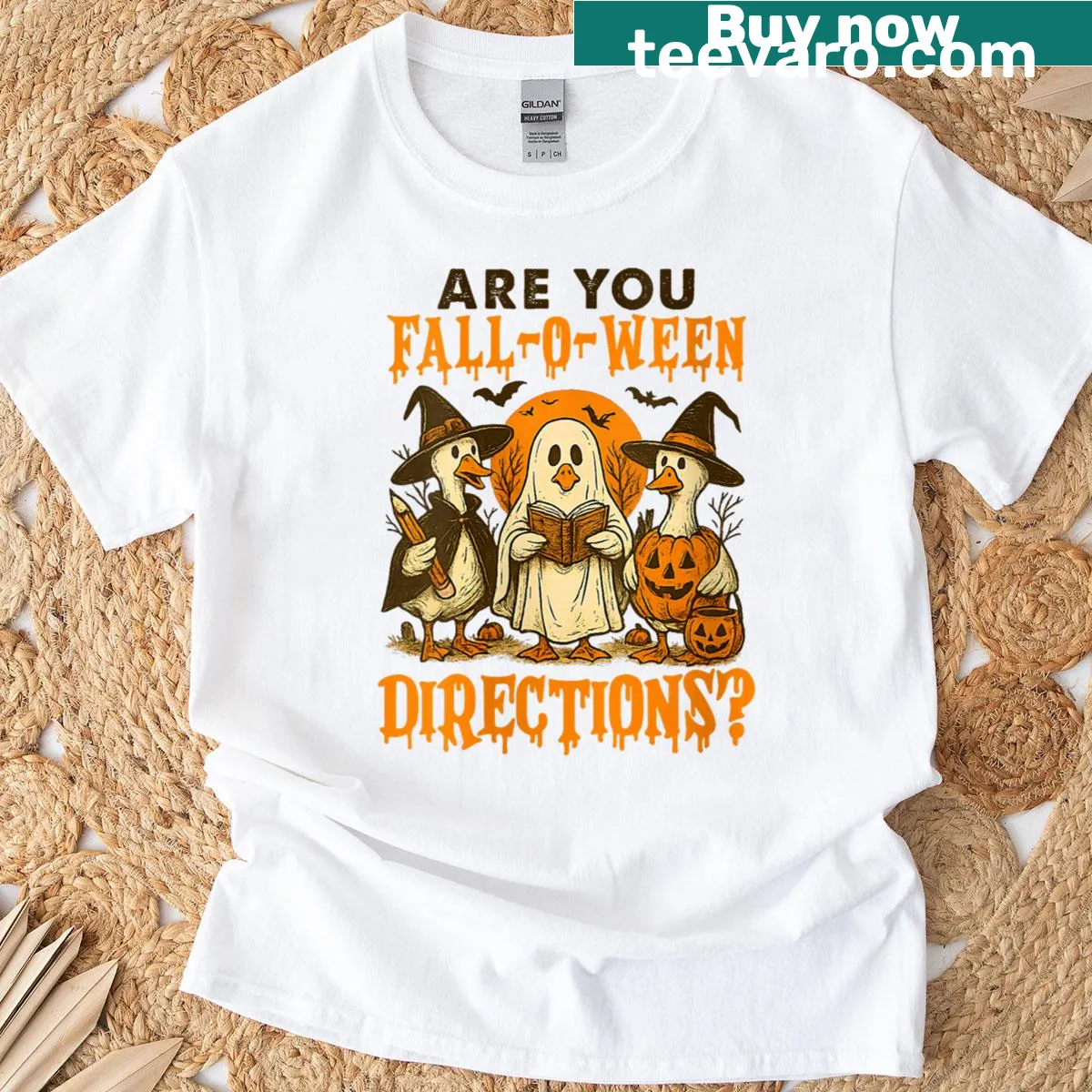 Cute Halloween T-shirt for teachers with playful directions design — on a men's t-shirt