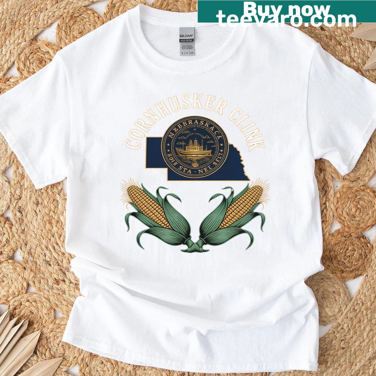 Nebraska Cornhusker themed t-shirt celebrating state pride. — on a men's t-shirt
