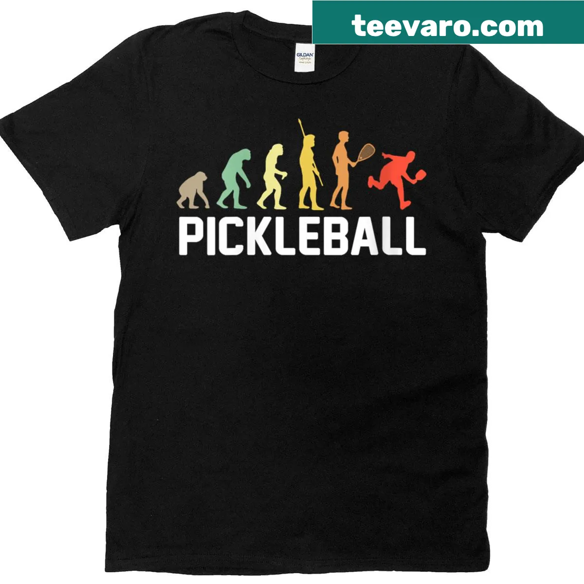 Vintage-style pickleball evolution graphic for all ages — on a men's t-shirt