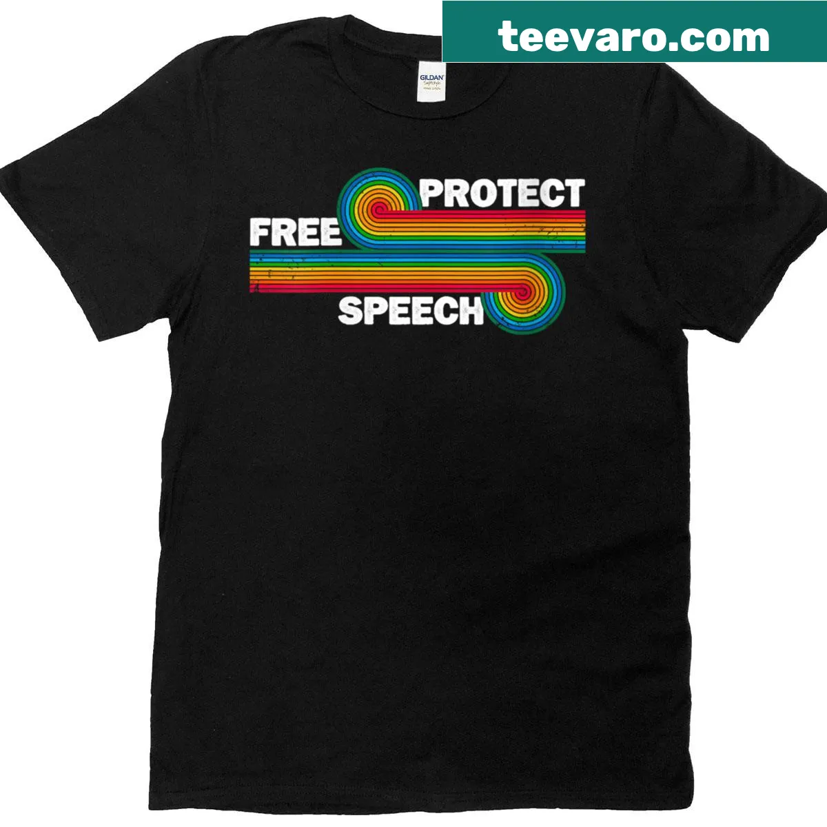 Vintage-style T-shirt advocating for free speech — on a men's t-shirt