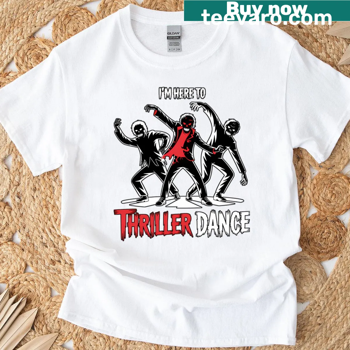 Funny Halloween t-shirt featuring a dancing zombie graphic — on a men's t-shirt