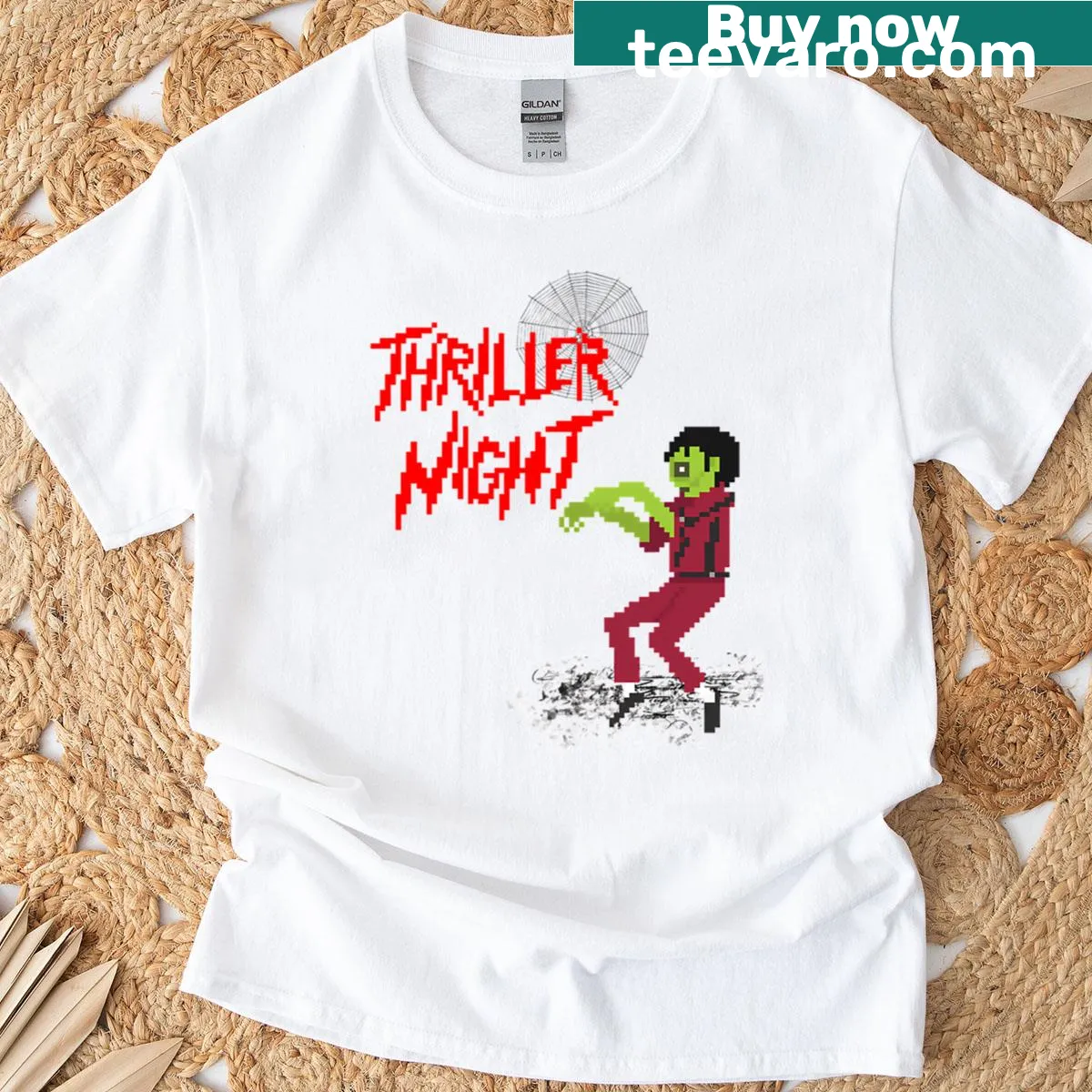 Funny Halloween t-shirt featuring a dancing cartoon zombie — on a men's t-shirt
